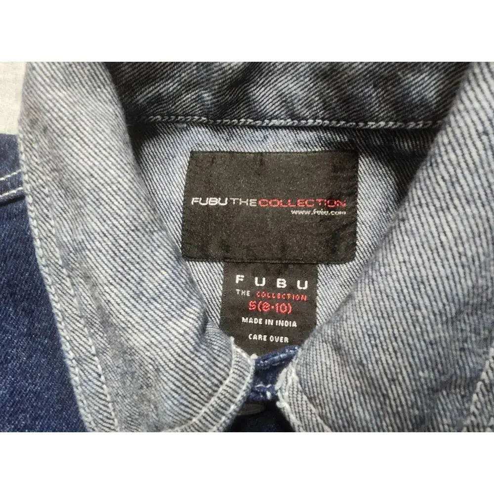 FUBU Denim Jacket Youth Small 8-10 Blue Jean Trucker Hip Hop Y2K